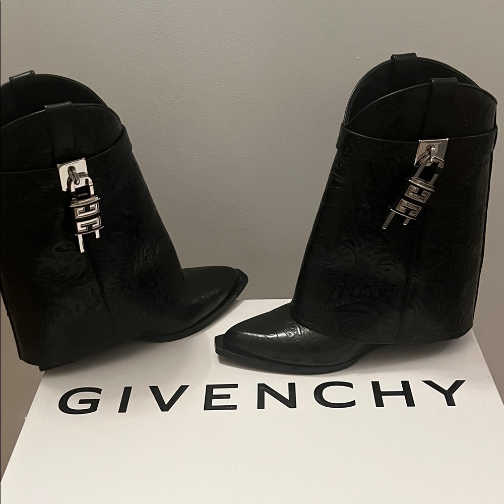 Givenchy Black Heeled Boots with Silver Accents